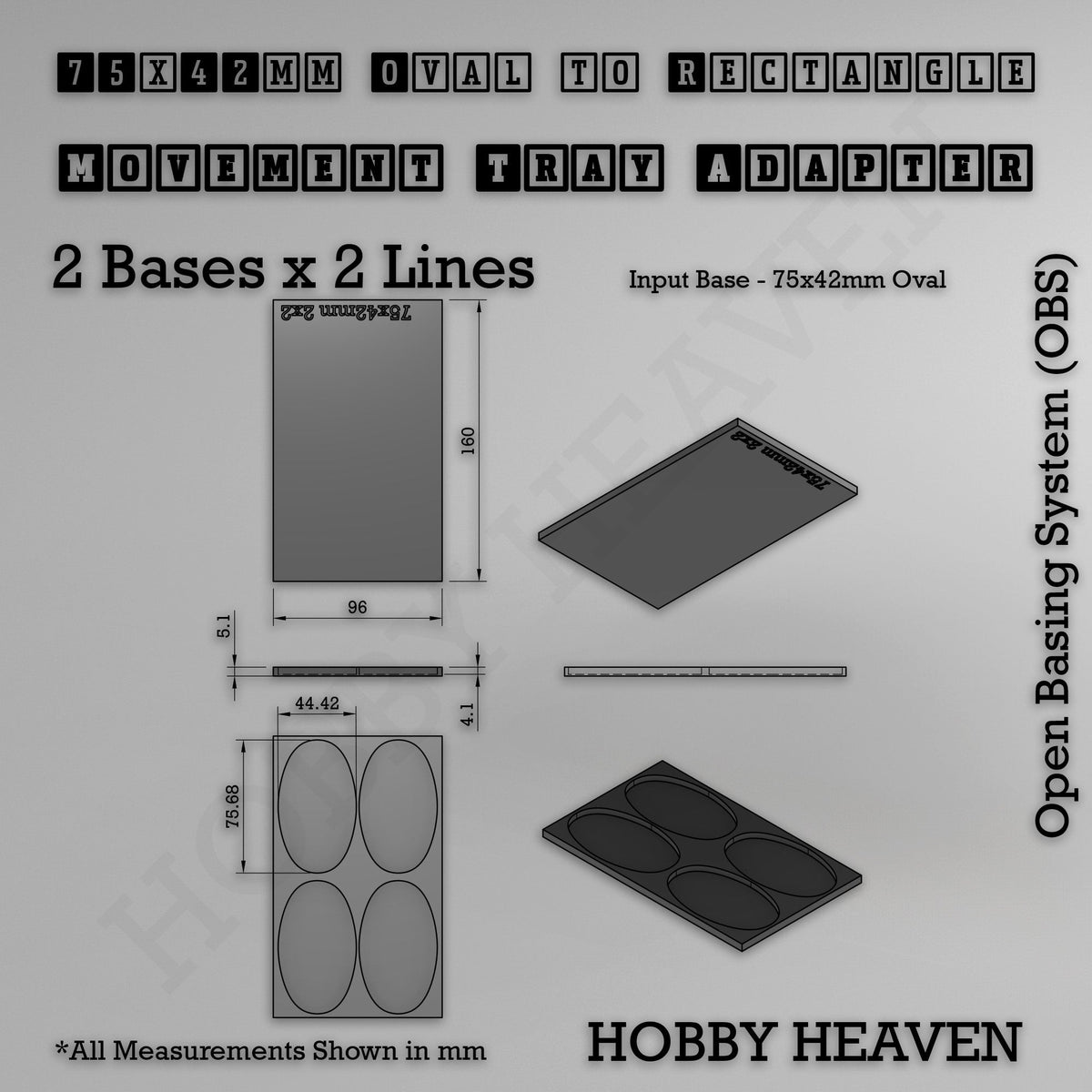 Oval to Rectangle Movement Tray Adapters