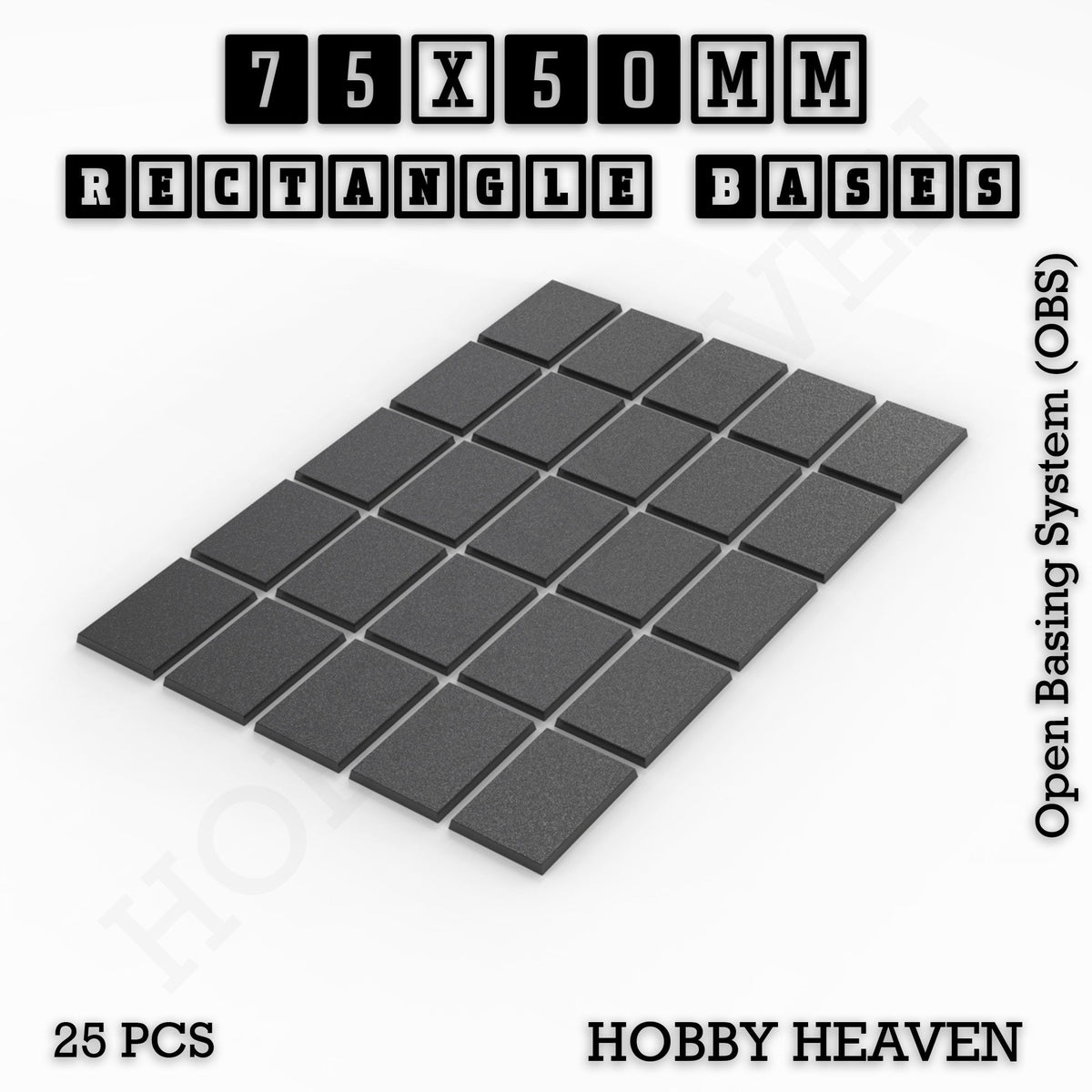 Rectangle Bases Medium Sizes - 75x30mm to 125x40mm and up to 100x90mm Wide - 3D Print Tabletop Games