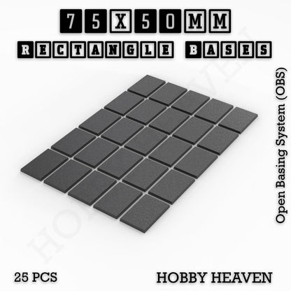 Rectangle Bases Medium Sizes - 75x30mm to 125x40mm and up to 100x90mm Wide - 3D Print Tabletop Games
