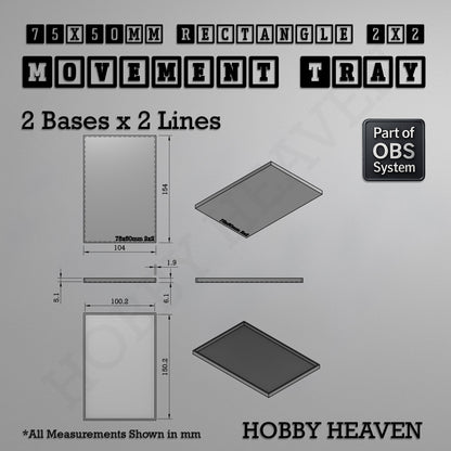 Rectangle Movement Trays | Cavalry & Monsters | 50×25-100×60mm | OBS System