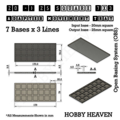 Square and Rectangle Movement Tray Adapters for Tabletop Games