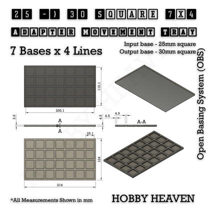 Square and Rectangle Movement Tray Adapters for Tabletop Games