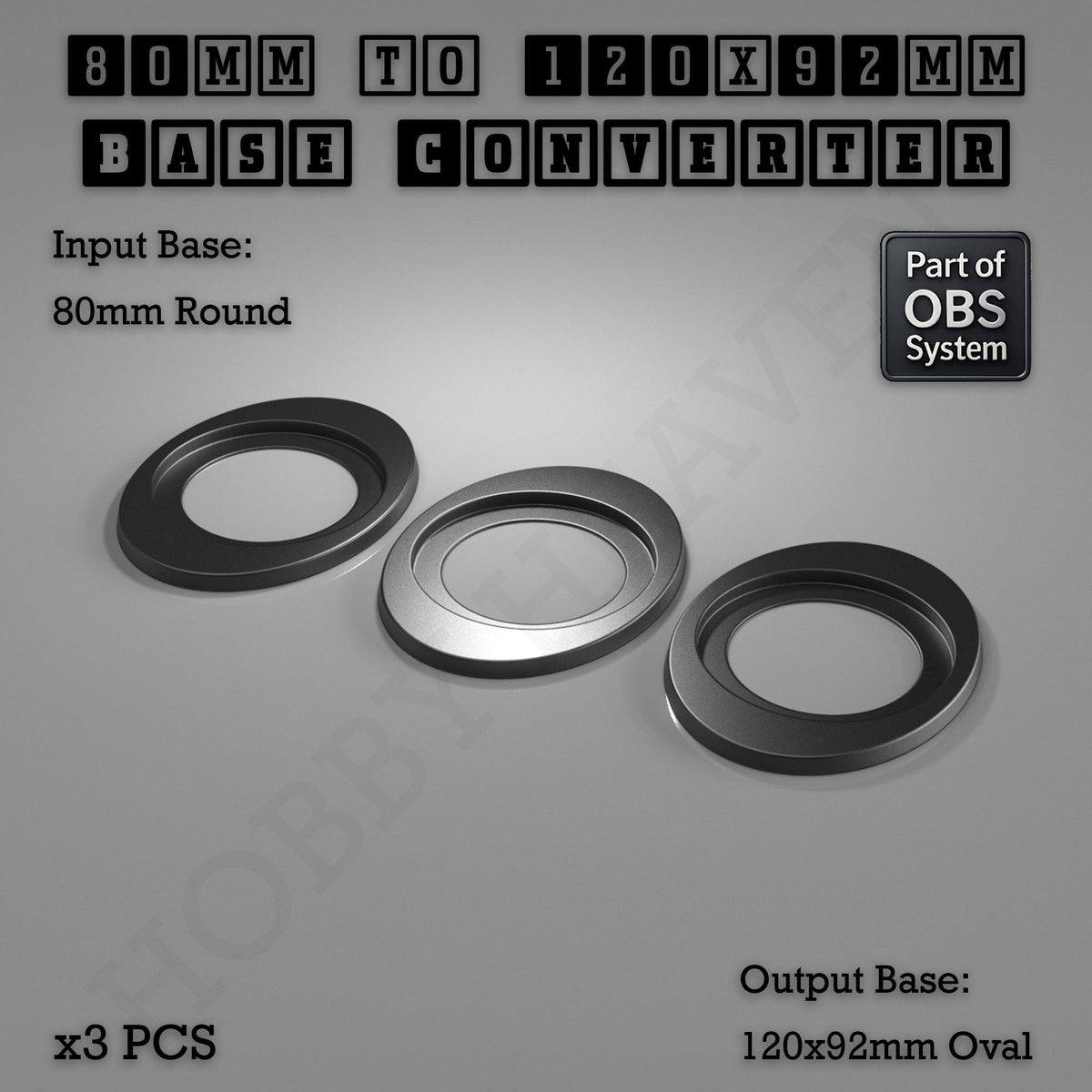 Round To Oval Bases Size Converters 3d Print Full Range