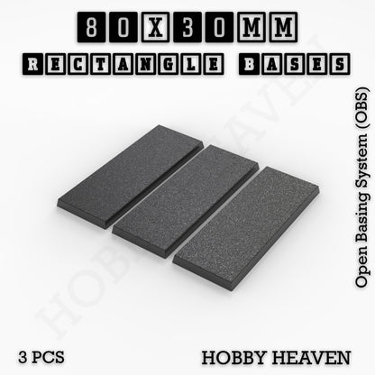 Rectangle Bases Medium Sizes - 75x30mm to 125x40mm and up to 100x90mm Wide - 3D Print Tabletop Games