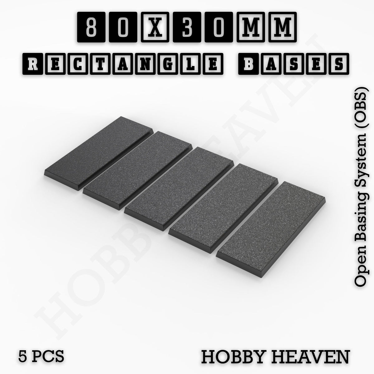 Rectangle Bases Medium Sizes - 75x30mm to 125x40mm and up to 100x90mm Wide - 3D Print Tabletop Games
