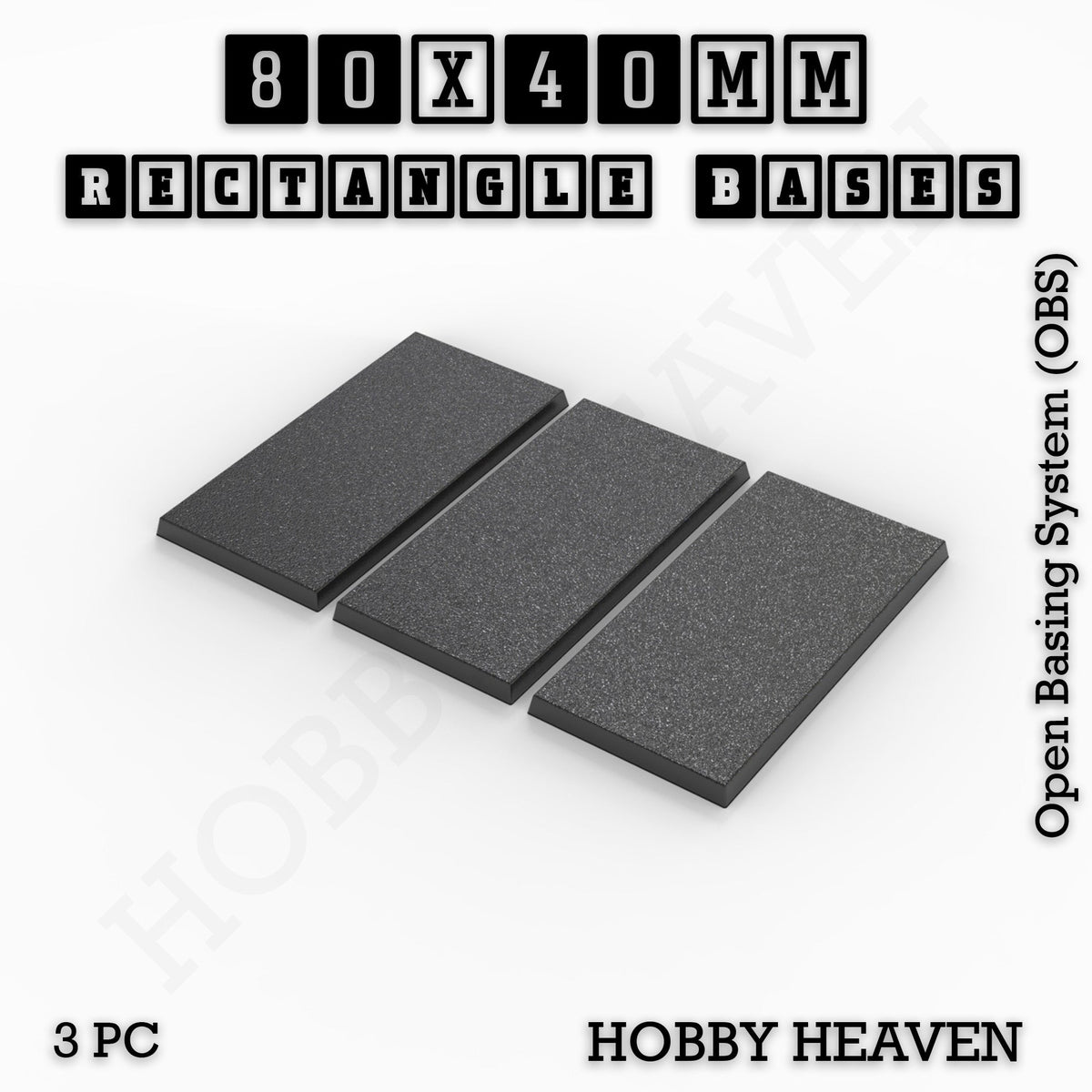 Rectangle Bases Medium Sizes - 75x30mm to 125x40mm and up to 100x90mm Wide - 3D Print Tabletop Games