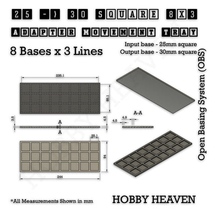 Square and Rectangle Movement Tray Adapters for Tabletop Games