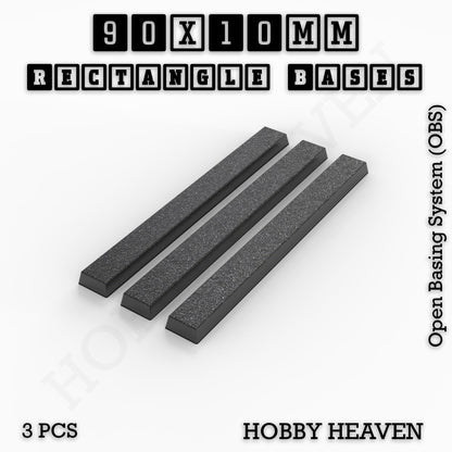 Rectangle Bases Medium Sizes - 75x30mm to 125x40mm and up to 100x90mm Wide - 3D Print Tabletop Games