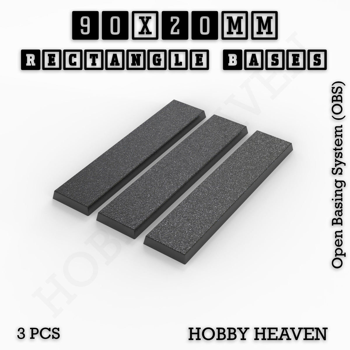 Rectangle Bases Medium Sizes - 75x30mm to 125x40mm and up to 100x90mm Wide - 3D Print Tabletop Games
