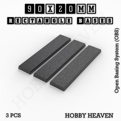 Rectangle Bases Medium Sizes - 75x30mm to 125x40mm and up to 100x90mm Wide - 3D Print Tabletop Games