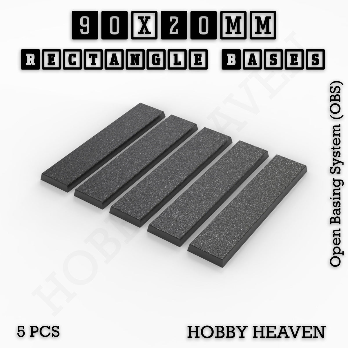 Rectangle Bases Medium Sizes - 75x30mm to 125x40mm and up to 100x90mm Wide - 3D Print Tabletop Games