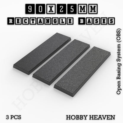 Rectangle Bases Medium Sizes - 75x30mm to 125x40mm and up to 100x90mm Wide - 3D Print Tabletop Games