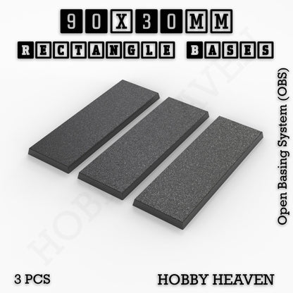 Rectangle Bases Medium Sizes - 75x30mm to 125x40mm and up to 100x90mm Wide - 3D Print Tabletop Games