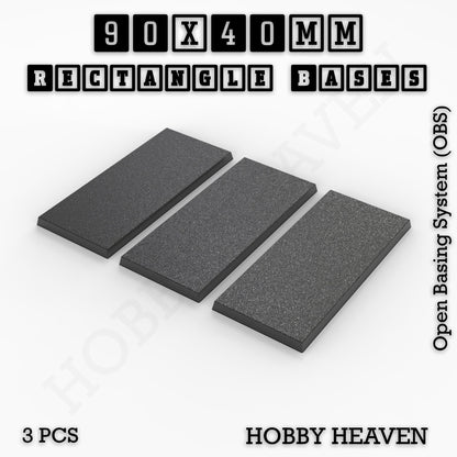 Rectangle Bases Medium Sizes - 75x30mm to 125x40mm and up to 100x90mm Wide - 3D Print Tabletop Games