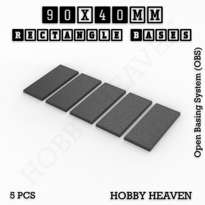 Rectangle Bases Medium Sizes - 75x30mm to 125x40mm and up to 100x90mm Wide - 3D Print Tabletop Games