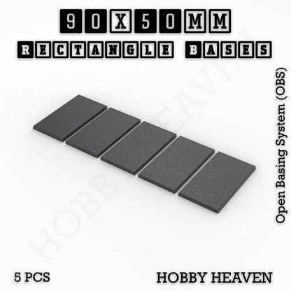 Rectangle Bases Medium Sizes - 75x30mm to 125x40mm and up to 100x90mm Wide - 3D Print Tabletop Games