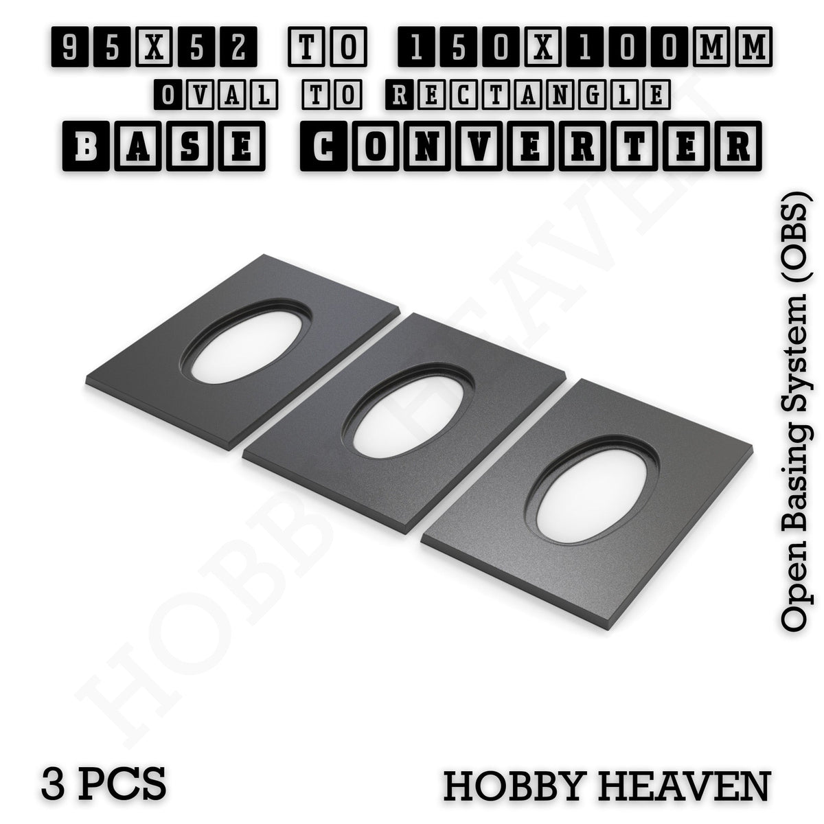 Oval to Rectangle Base Converters 3D Print Full Range