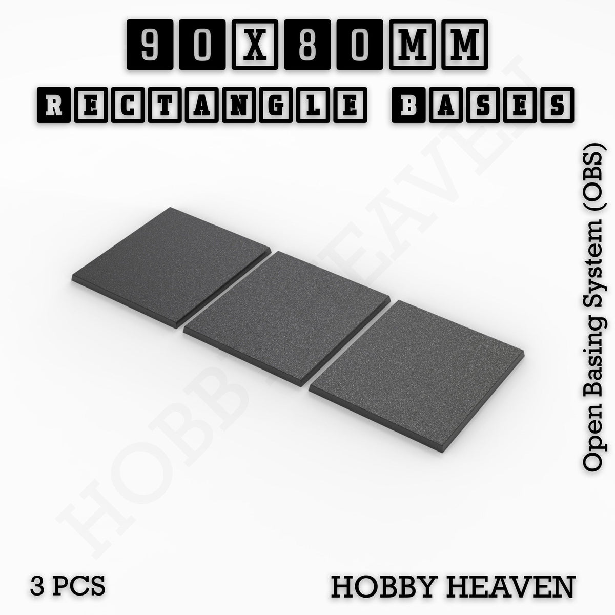 Rectangle Bases Medium Sizes - 75x30mm to 125x40mm and up to 100x90mm Wide - 3D Print Tabletop Games