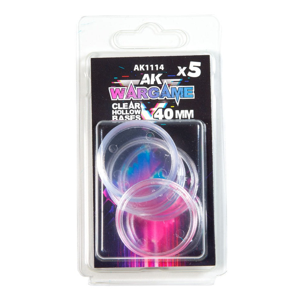 AK Interactive - Clear Hollow Round Bases 40mm x 5