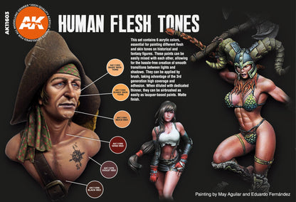 AK Interactive 3rd Gen Acrylics Human Flesh Tones Set