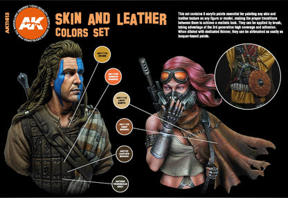 AK Interactive 3rd Gen Acrylic Skin & Leather Colors Set AK11613