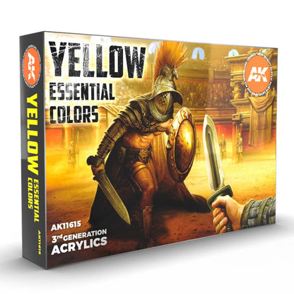 AK Interactive 3rd GenAcrylic Yellow Essential Colors Set AK11615