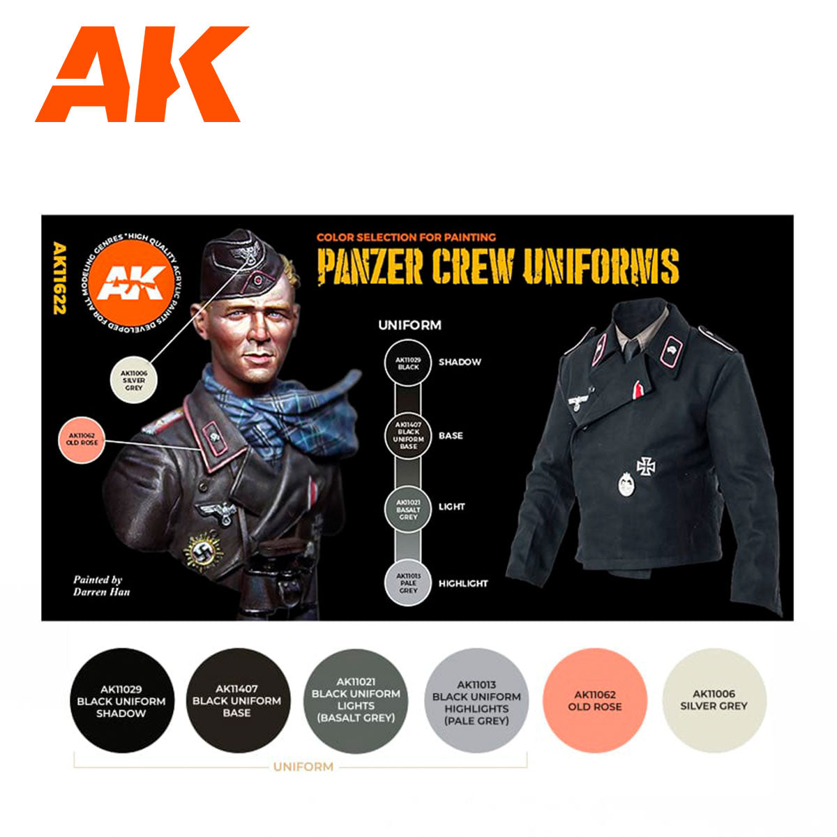 AK Interactive 3rd Gen Figure Paint Set - Panzer Crew Black Uniforms Set