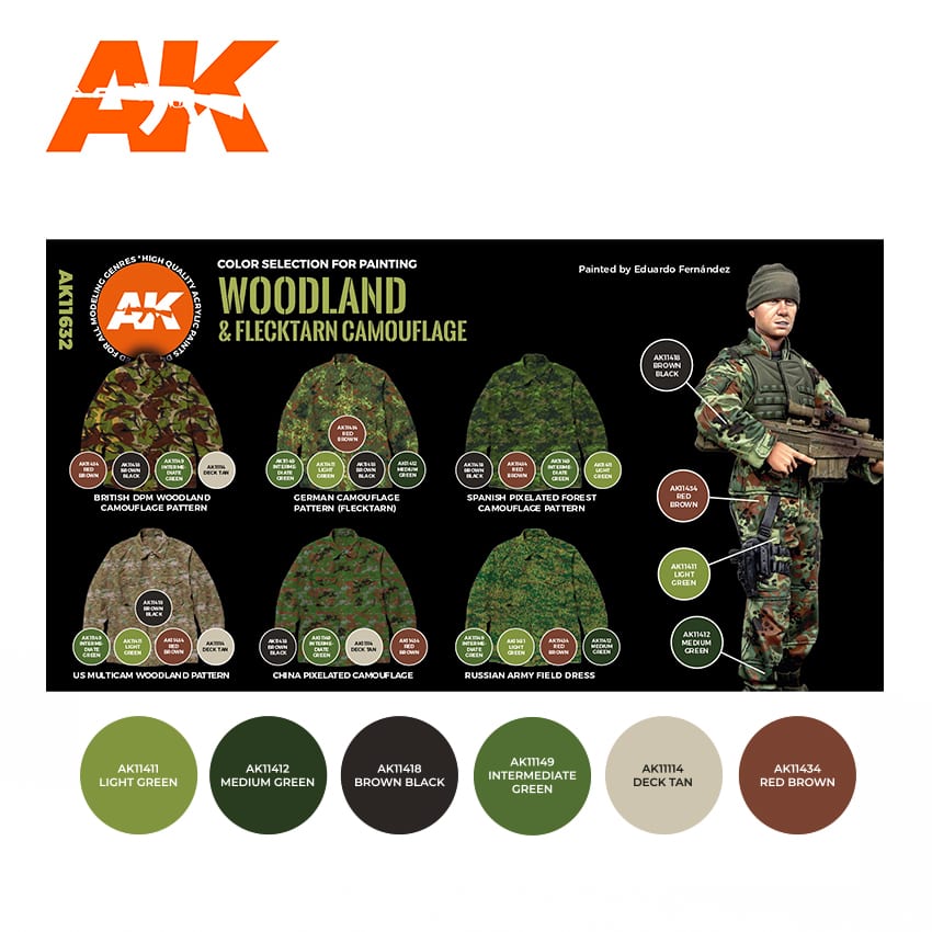 AK Interactive - Modern Woodland And Flecktarn Camouflages 3G