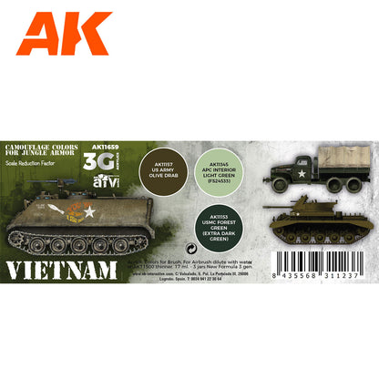 AK Interactive 3rd Gen AFV Paint Set - Vietnam Camouflage Colors for Jungle Colors AK11659