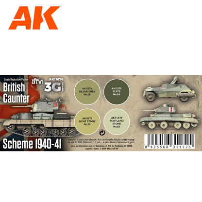 AK Interactive 3rd Gen AFV Paint Set - British Caunter Scheme 1940-41 AK11676