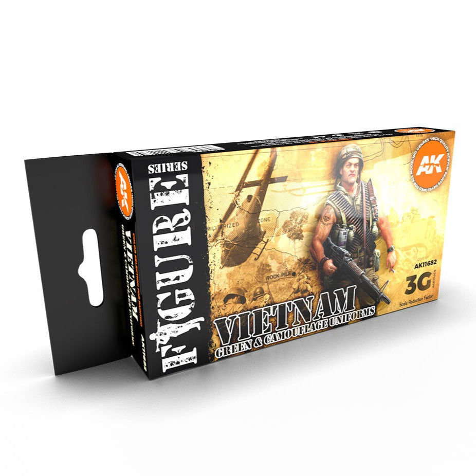 AK Interactive 3rd Gen AFV Paint Set - Vietnam Green & Camouflage Colors