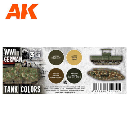AK Interactive 3rd Gen AFV Paint Set - WWI German Tank Colors AK11686