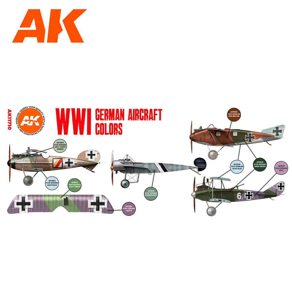 AK Interactive - WWI German Aircraft Colors Set 3G