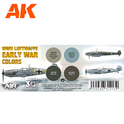 AK Interactive 3rd Gen Aircraft Paint Set - WWII Luftwaffe Early War Colors Set