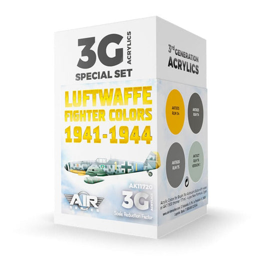 AK Interactive 3rd Gen Aircraft Paint Set - Luftwaffe Fighter Colors 1941-1944 Set