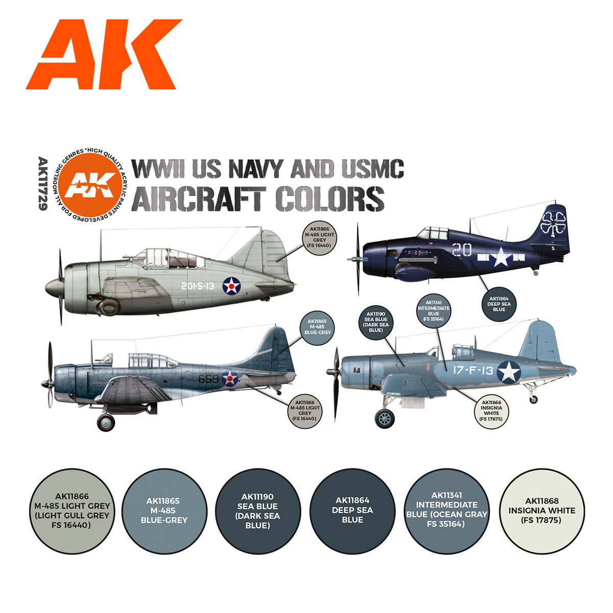 AK Interactive - WWII US Navy & Usmc Aircraft Colors Set 3G