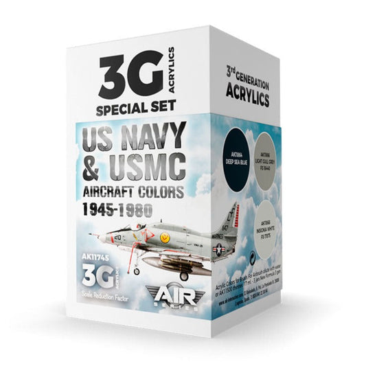 AK Interactive 3rd Gen Aircraft Paint Set - US Navy & USMC Aircraft Colors 1945-1980 Set
