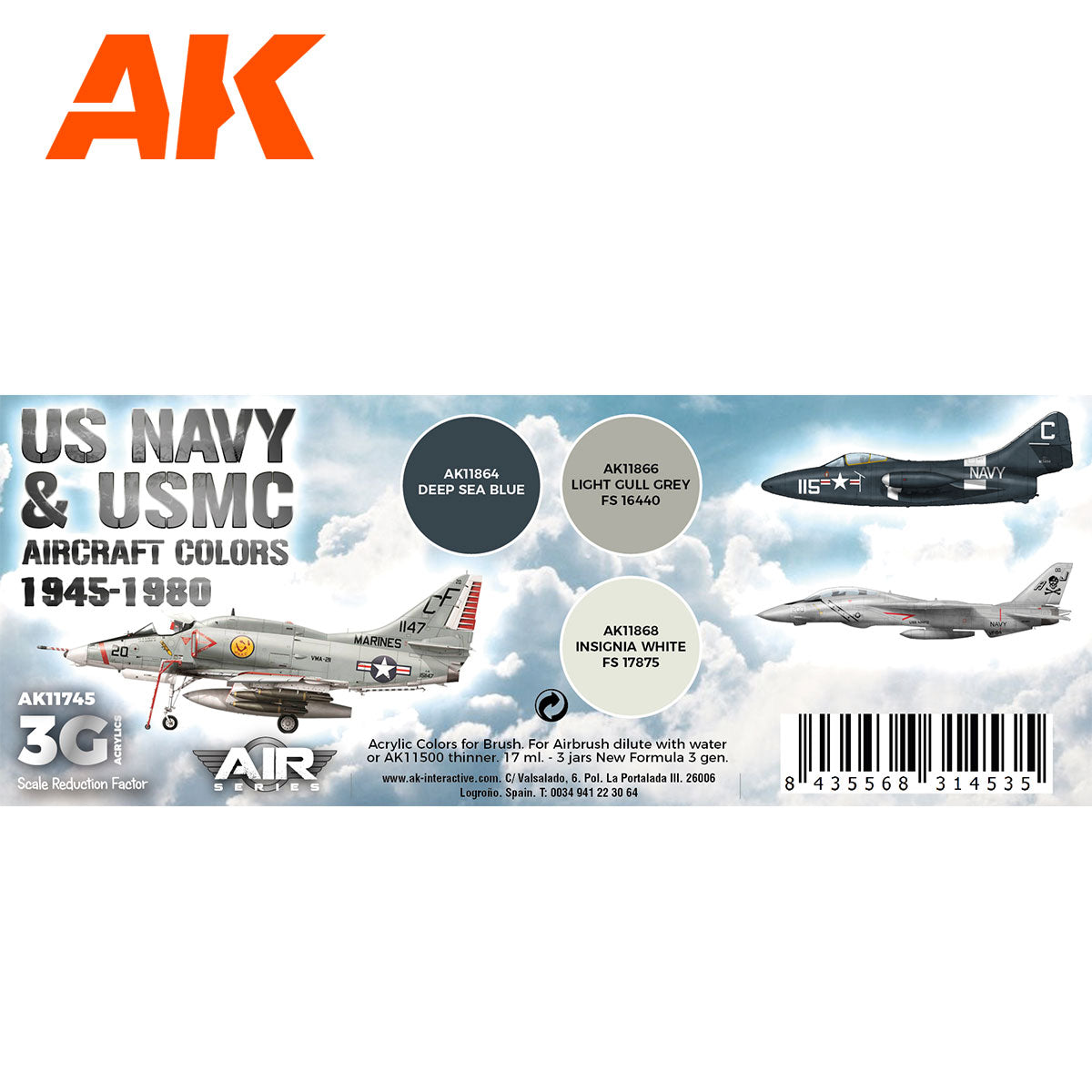 AK Interactive - US Navy & Usmc Aircraft Colors 1945-1980 Set 3G