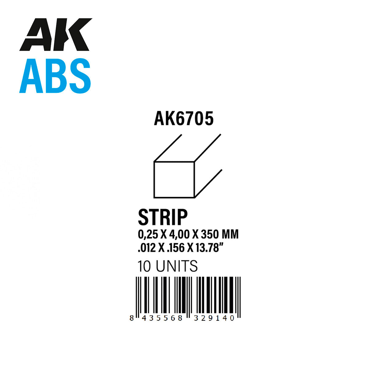 AK Interactive - Strips 0.25mm x 4mm x 350mm - ABS Strip