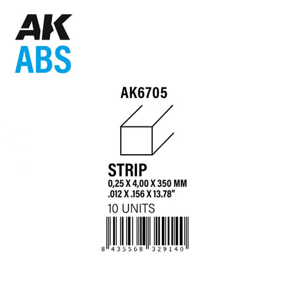 AK Interactive - Strips 0.25mm x 4mm x 350mm - ABS Strip