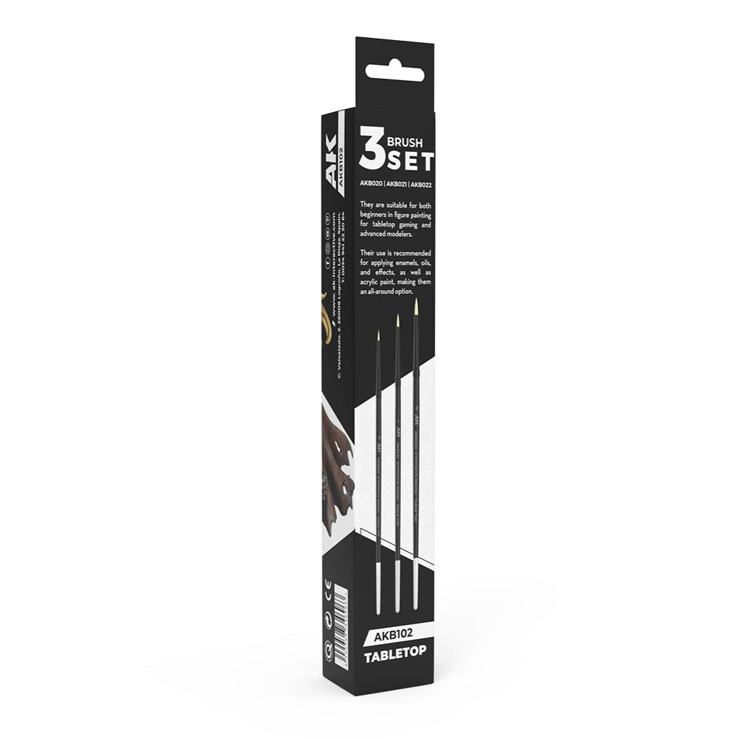 AK Interactive Tabletop Synthetic Brushes Set (3 brushes)