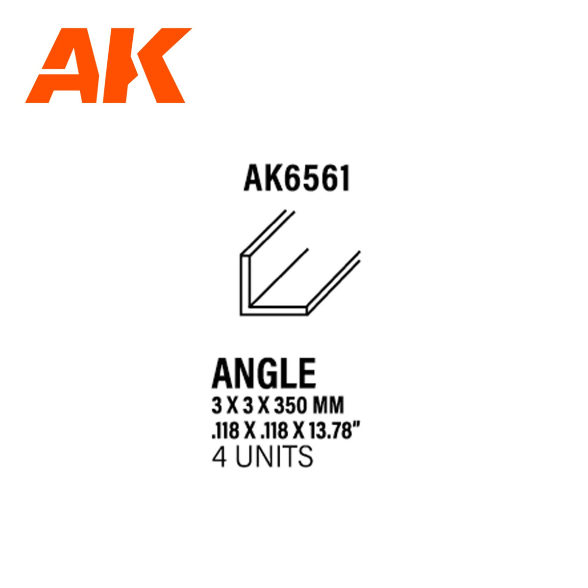 AK Interactive - Angle 2.5mm x 2.5mm x 350mm - Styrene Strip