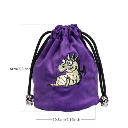 Dracopup | Flannel Drawstring Dice Bag | Purple