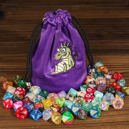 Dracopup | Flannel Drawstring Dice Bag | Purple