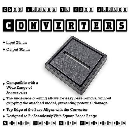 25mm to 30mm Square Base Converters ABS Plastic