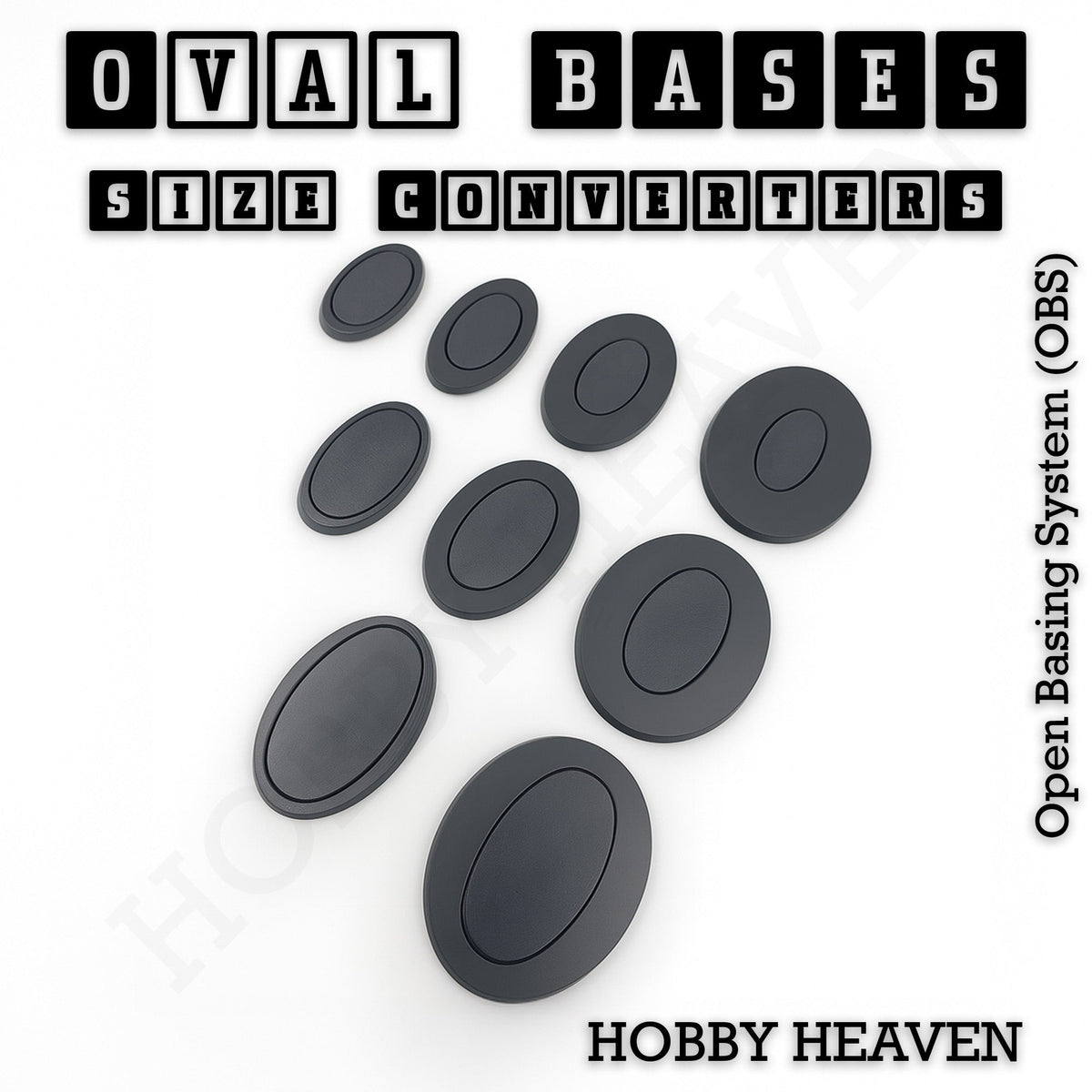 Oval to Oval Bases Size Converters 3D Print Full Range