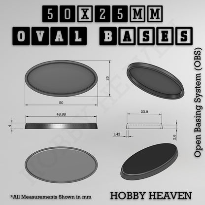 50x25mm Oval Textured Bases 3D Printed
