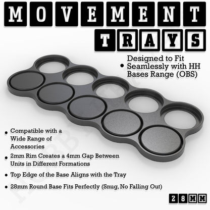 28mm Movement Trays for Tabletop Games | Wargaming | Full Range