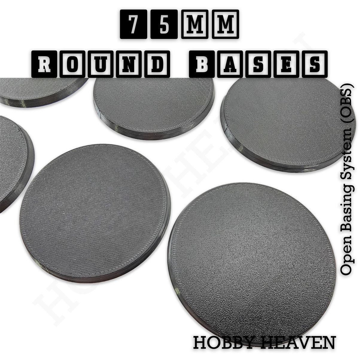 75mm Round Textured Bases 3D Printed