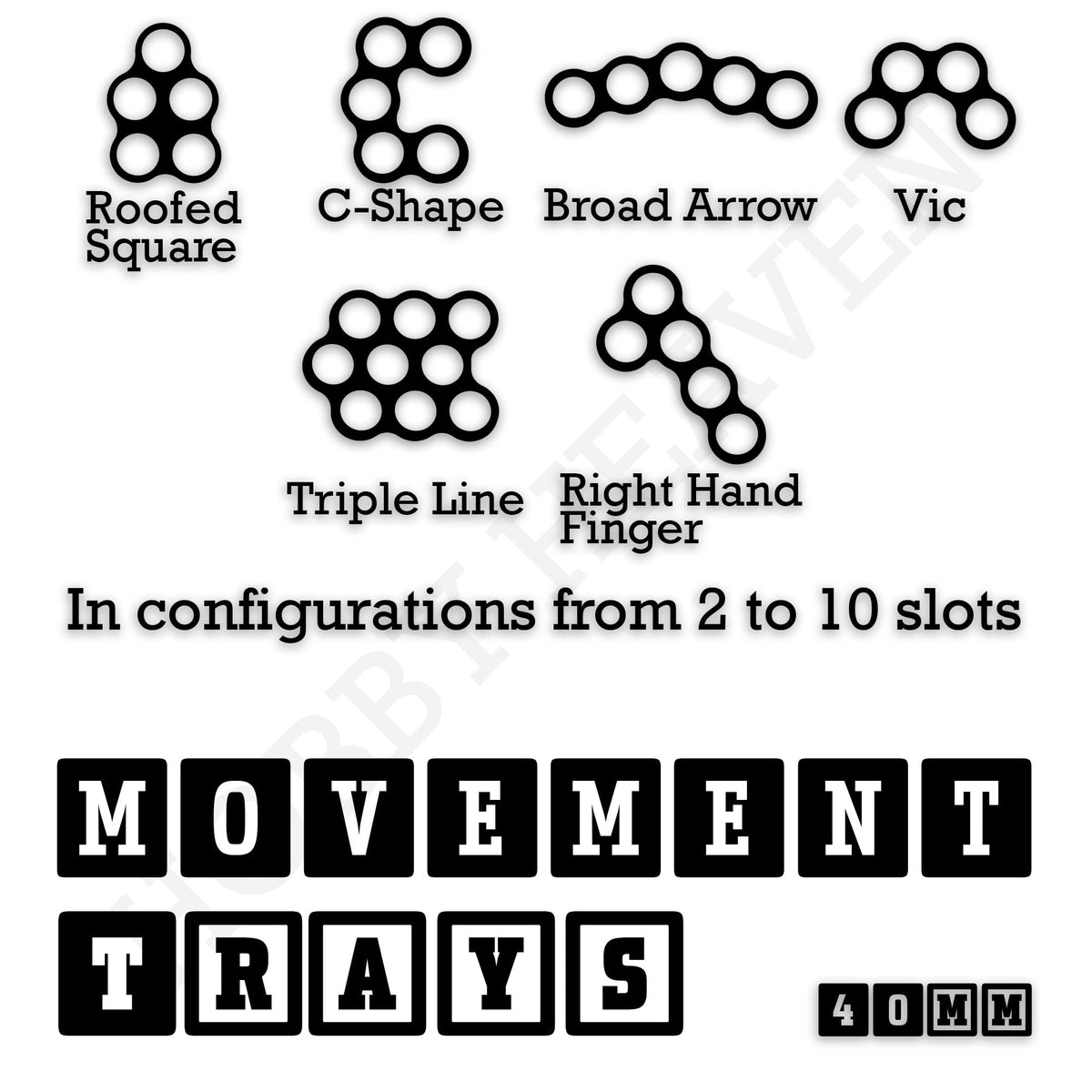 40mm Movement Trays for Miniatures | Tabletop Wargames Compatible | Full Range